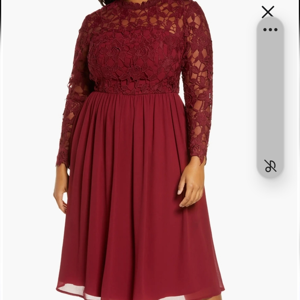 Chi Chi London Deep Red Lace Long Sleeve Dress - Picture 15 of 16